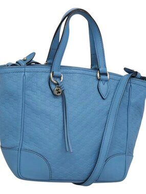 GUCCI Micro GG Canvas Guccissima Bag Leather Outlet Blue Gold 448241 Auth BA2347